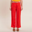Pantalon large ceintur&eacute; orange femme