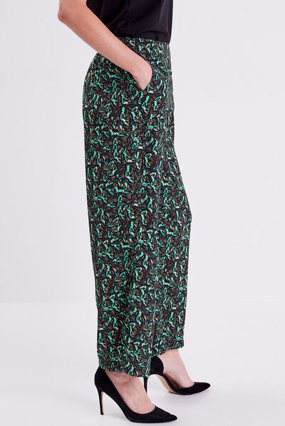 Pantalon flou vert pastel femme