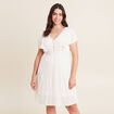 Robe droite fluide smock&eacute;e ecru femme