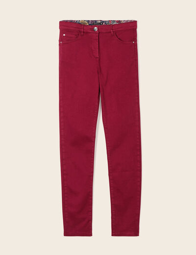 Jean magique ajusté taille standard rouge foncé femme