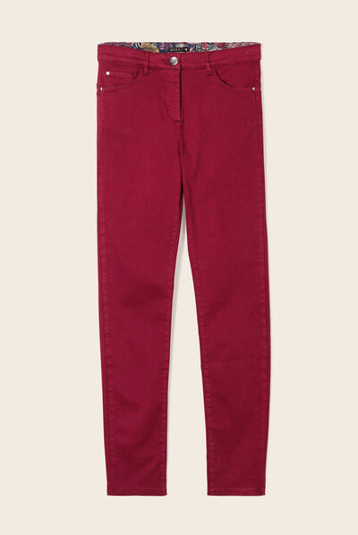Jean magique ajusté taille standard rouge foncé femme