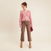Pantalon large ceinturé 7/8ème bordeaux femme