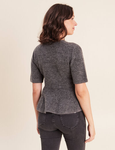 Pull col rond gris clair femme