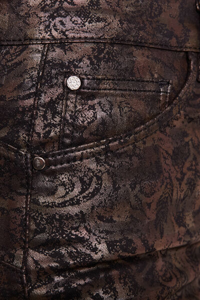 Pantalon ajusté couleur bronze femme
