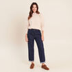 Pull bi-mati&egrave;re col montant ecru femme