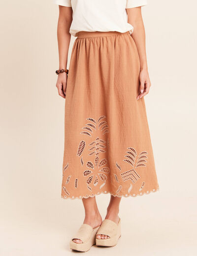 Jupe longue &eacute;vas&eacute;e beige femme