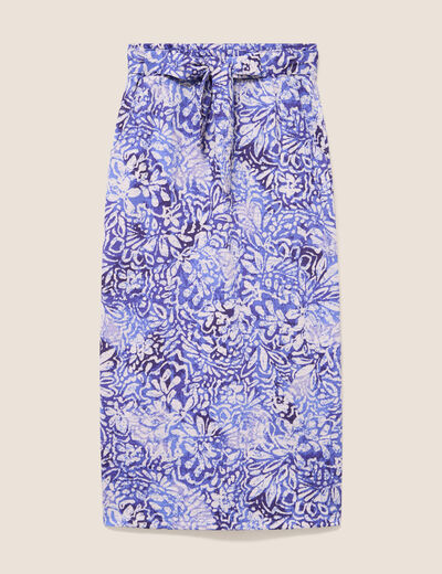 Jupe midi droite bleu femme