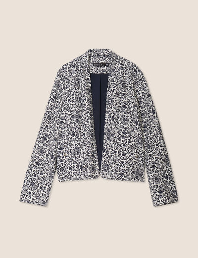 Veste ouverte doublée bleu marine femme