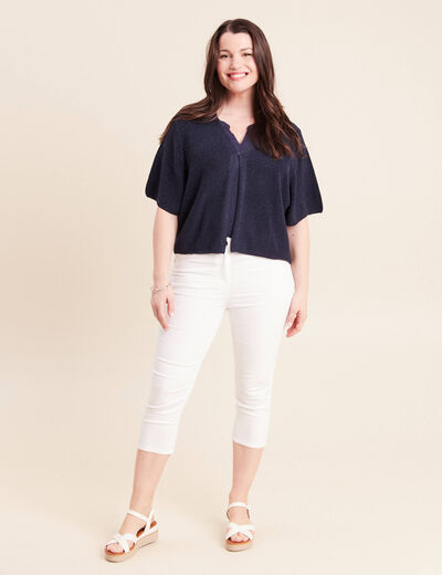Gilet manches courtes bleu marine femme