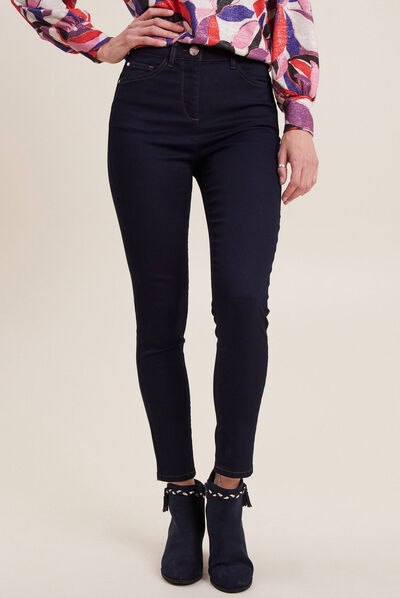 Pantalon léger taille haute 7/8ème denim brut femme