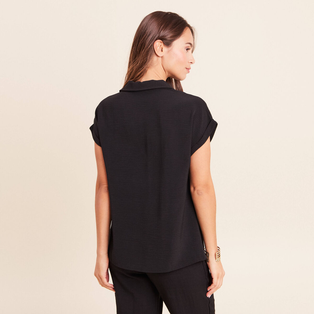 Blouse manches courtes noir femme