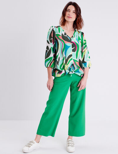 Chemise manches 3/4 bleu femme