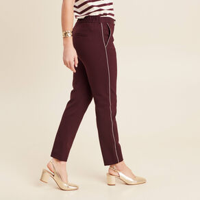 Pantalon chino ajusté 7/8ème bordeaux femme