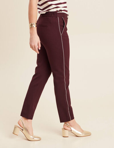 Pantalon chino ajusté 7/8ème bordeaux femme