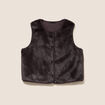 Gilet droit sans manches fausse fourrure marron fonc&eacute; femme