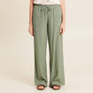 Pantalon large fluide vert kaki femme