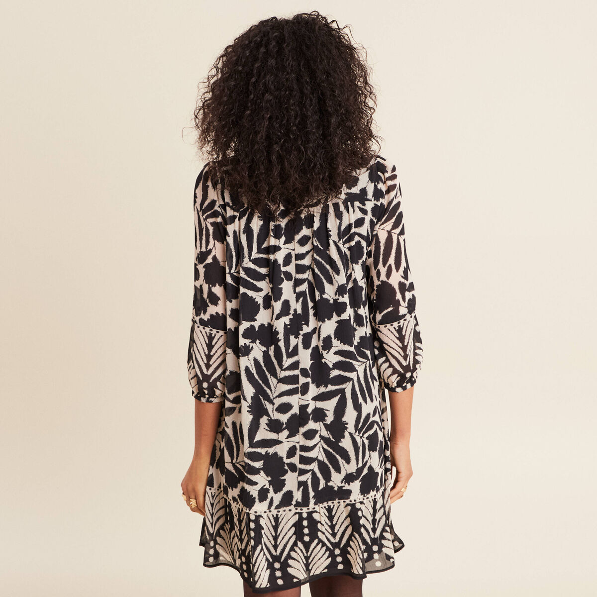 Robe évasée fluide noir femme
