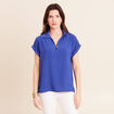 Blouse manches courtes bleu fonc&eacute; femme
