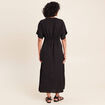 Robe longue &eacute;vas&eacute;e col v manches coudes noir femme