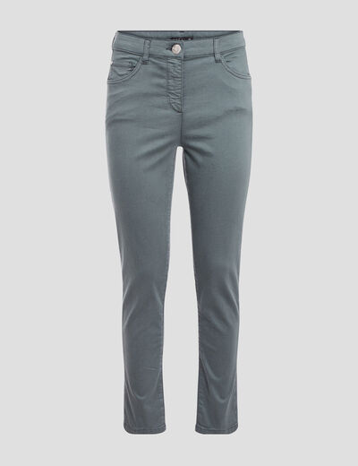 Pantalon léger taille standard 7/8ème vert kaki femme