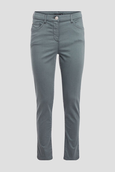 Pantalon léger taille standard 7/8ème vert kaki femme
