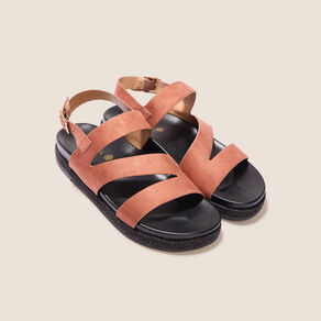 Sandales plates marron foncé femme