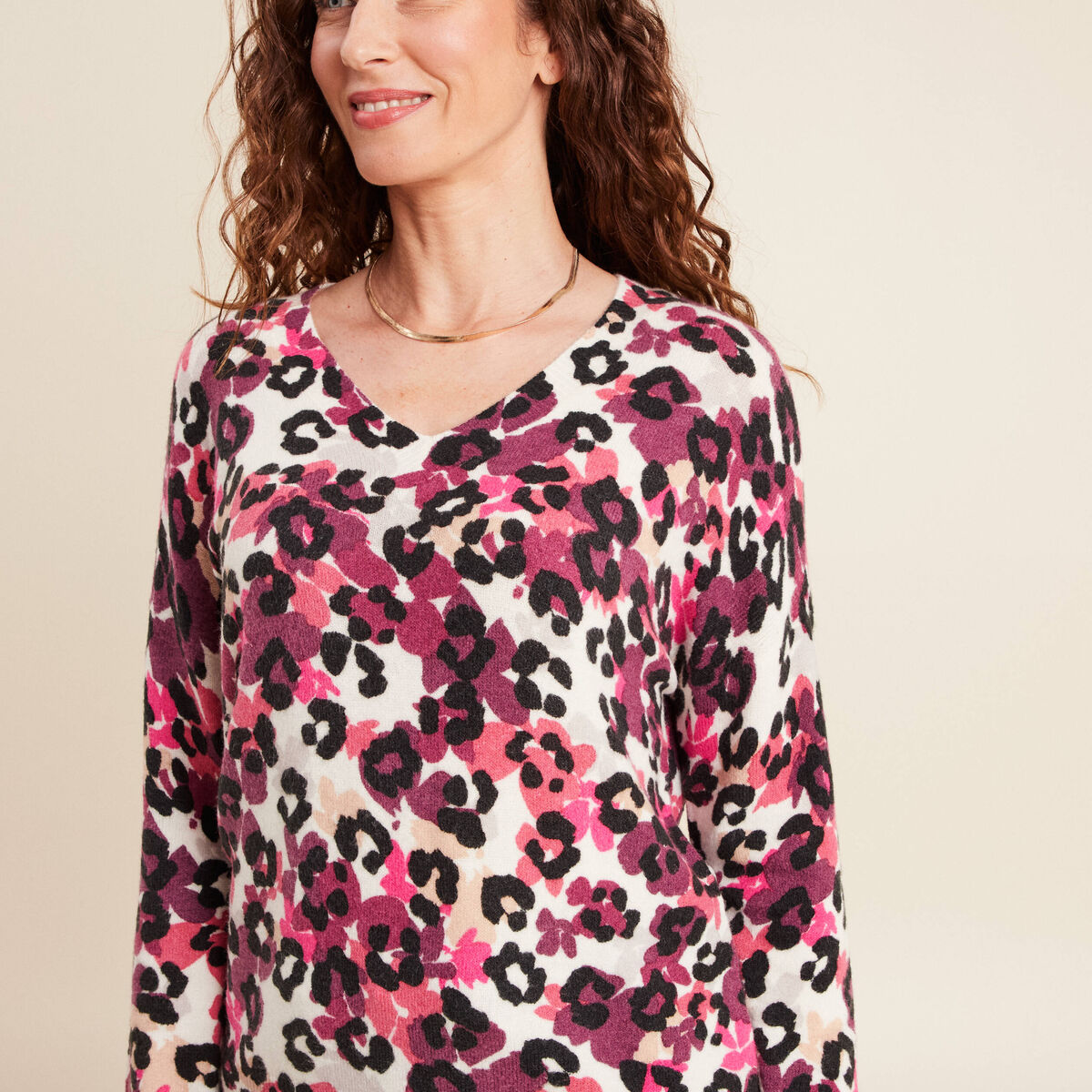Pull manches longues beige femme