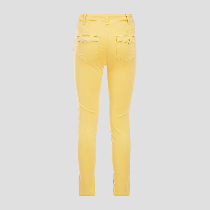 Pantalon ajusté détails bijoux jaune clair femme