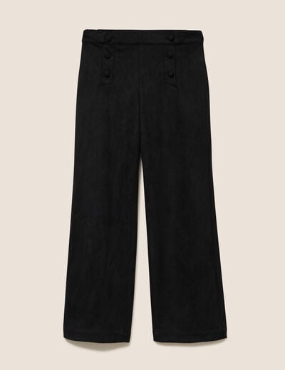 Pantalon aspect daim noir femme