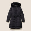 Doudoune cintr&eacute;e &agrave; capuche doubl&eacute;e noir femme