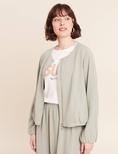 Veste fluide manches longues doubl&eacute;e vert clair femme