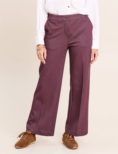 Jean large 7/8&egrave;me bordeaux femme