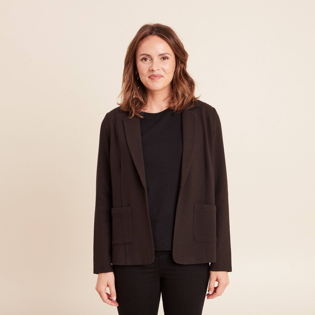 Veste tailleur cintr&eacute;e marron fonc&eacute; femme