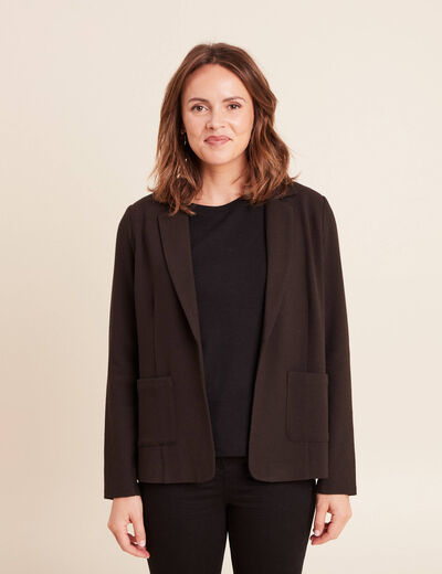 Veste tailleur cintr&eacute;e marron fonc&eacute; femme