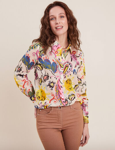 Chemise manches longues multicolore femme