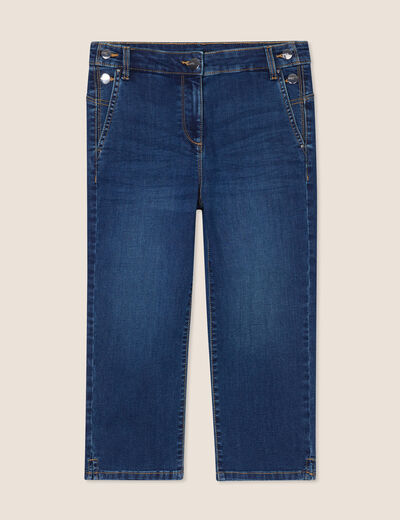 Pantacourt droit en jean denim brut femme