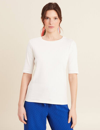 T-shirt manches coude ecru femme