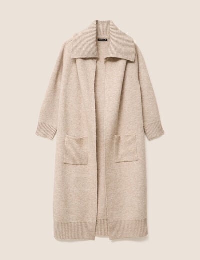 Gilet manches longues avec poches creme femme