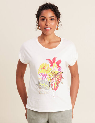 T-shirt manches courtes ecru femme