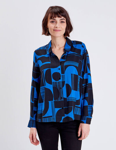Chemise manches longues bleu electrique femme