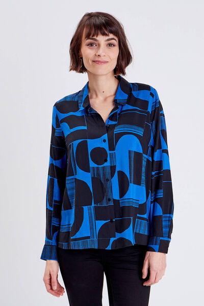 Chemise manches longues bleu electrique femme