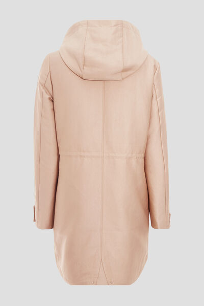 Parka 2-en-1 droite à capuche sable femme