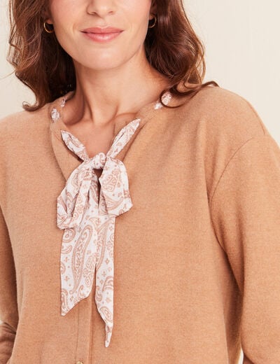 Cardigan manches longues beige femme