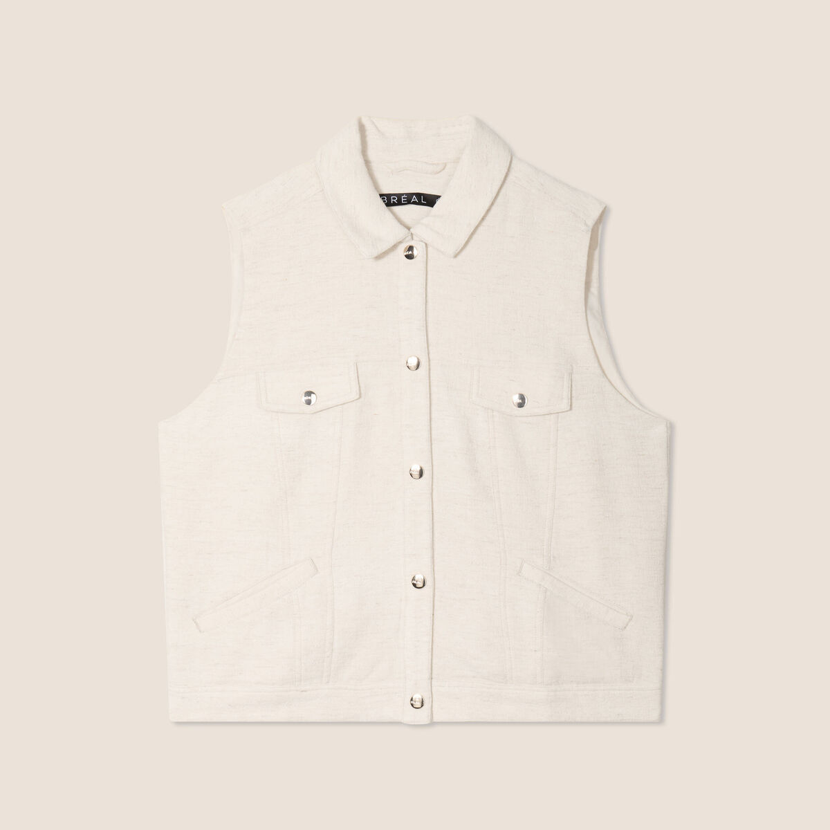 Blouson sans manches cintr&eacute; ecru femme