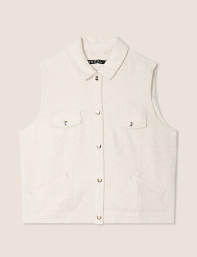 Blouson sans manches cintr&eacute; ecru femme
