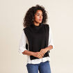 Plastron tricot&eacute; col boutonn&eacute; noir femme