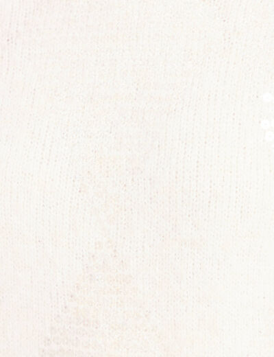 Pull col rond manches longues &agrave; sequins ecru femme