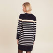 Robe tricot droite col en V bleu foncé femme