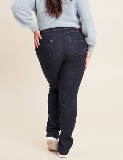Jean coupe droite taille haute denim brut femme