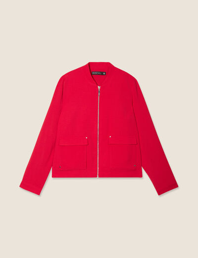 Blouson zippé 2 poches rouge femme